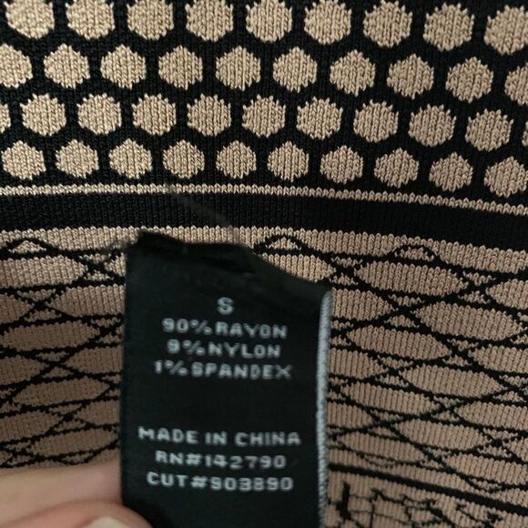 EUC Vertigo Bodycon Black Tan Aztec Print Dress S - Picture 5 of 9